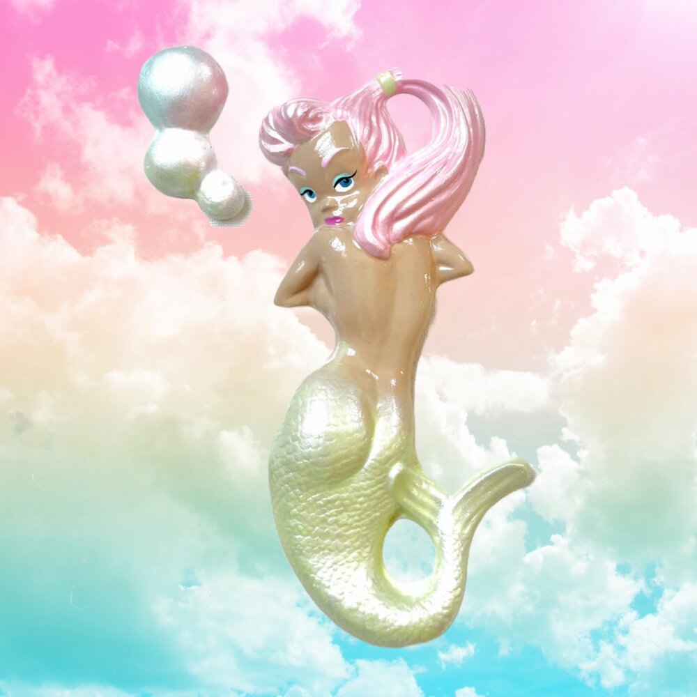 Chalkware Mermaid + Bubbles - Retro Style - CUSTOMIZATIONS AVAILABLE